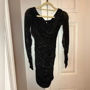 Sparkly Long Sleeve Black Dress